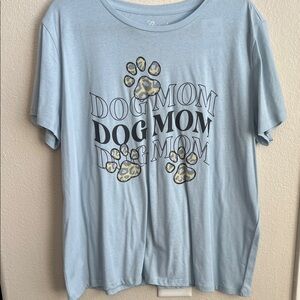 Fleurish Sky Blue Dog Mom Tee with Paw Design
